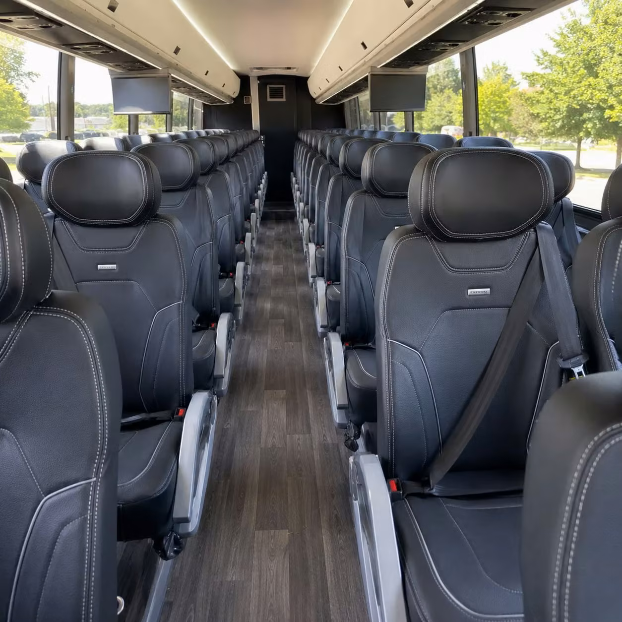 56 passenger charter bus inside